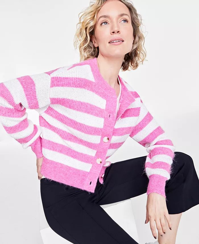 Women's Striped Sequin Cardigan, Created for Macy's | Macy's