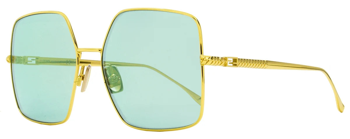 Fendi Women's Square Sunglasses FF0439S 001O7 Yellow Gold 61mm | Shop Premium Outlets