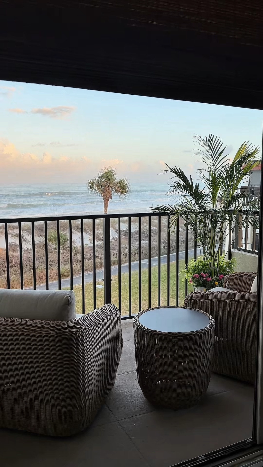 #ad my new happy place !! so happy with how this balcony reset came together today ✨ #wishyouwerehere #outdoor #Wayfair #WayfairPartner