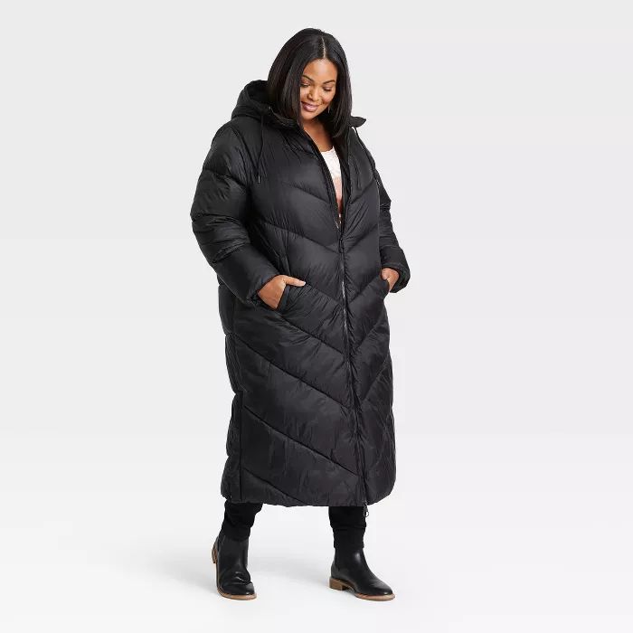 Women's Plus Size Long Puffer Jacket - Ava & Viv™ | Target