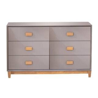 Benjara 6-Drawer Gray Dresser with Wooden Plinth 47.24 in. L x 15.75 in. W x 31.5 in. H BM269021 ... | The Home Depot