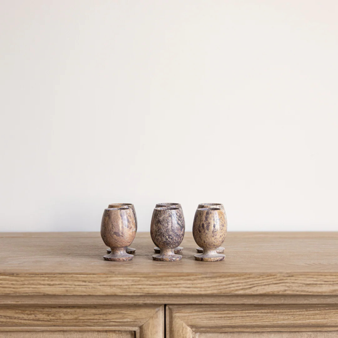 Brown Soapstone Shot Glasses Set of 6 | By Luxe B Co. | luxe bCO