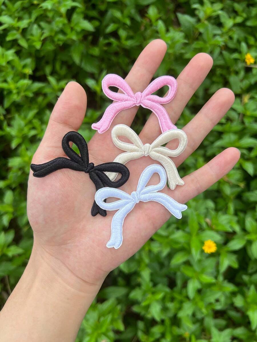Dainty Bow Iron On Patches, Aesthetic Embroidered Patch For Hats, Jacket, Clothing And Bag | SHEIN