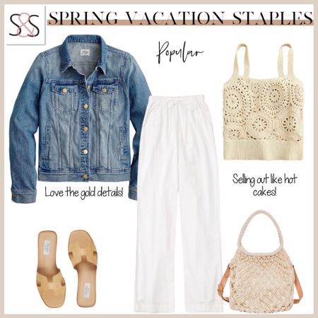 Spring basics with crochet top and amazing new denim jacket paired with linen pants  

#LTKstyletip #LTKSeasonal #LTKtravel