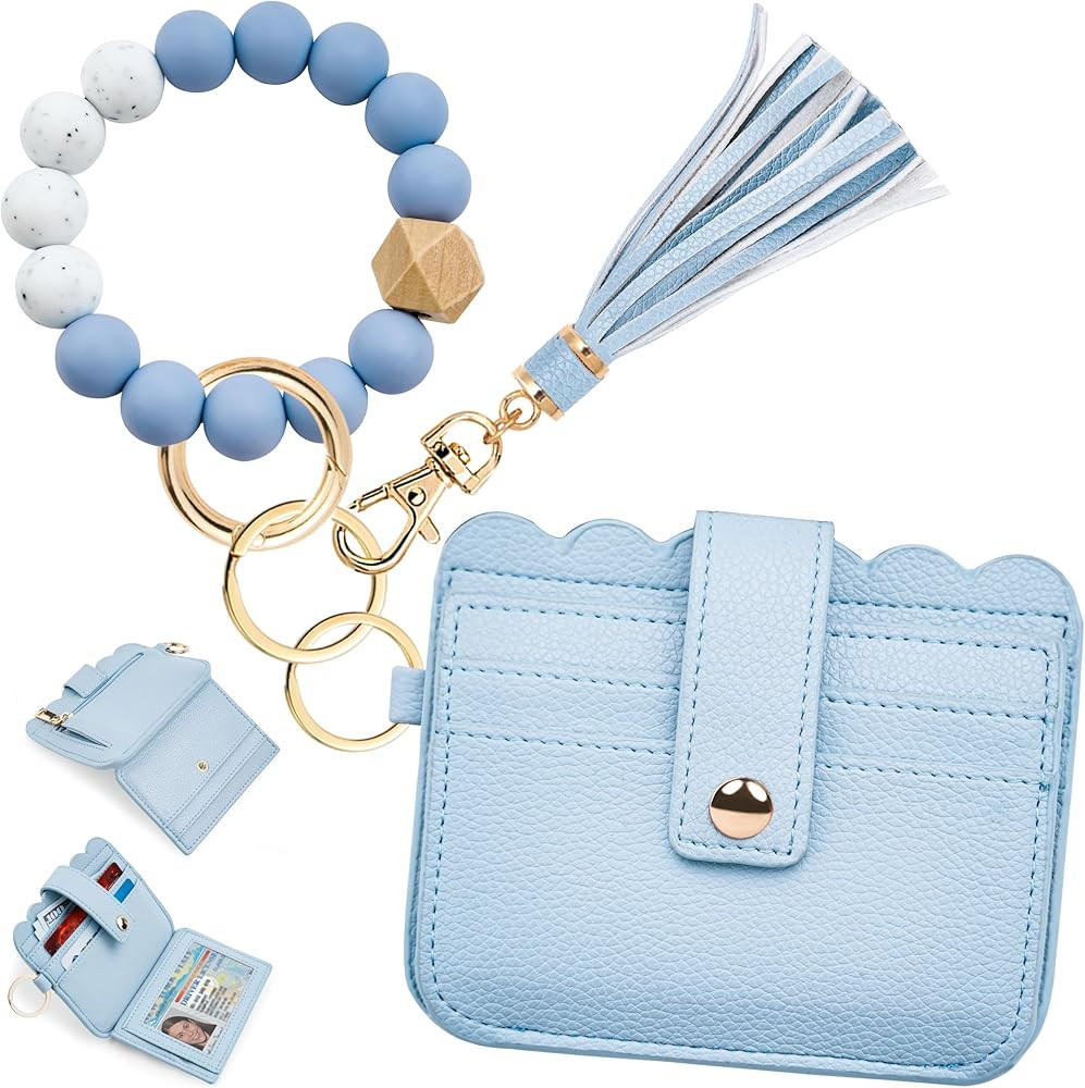 Wallet Keychain Wristlet for Women RFID Card Holder Keychain Key Chain Wallet Key Ring with Wrist... | Amazon (US)