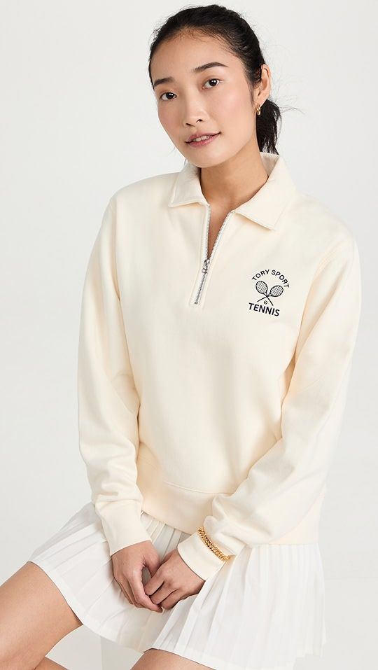 Tory Sport Heavy French Terry Tennis Sweater | SHOPBOP | Shopbop