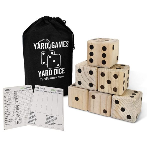 Yard Games 3.5 Inch Giant Outdoor Indoor Hand Sanded Wooden Dice Set with Laminated Scorecards an... | Target