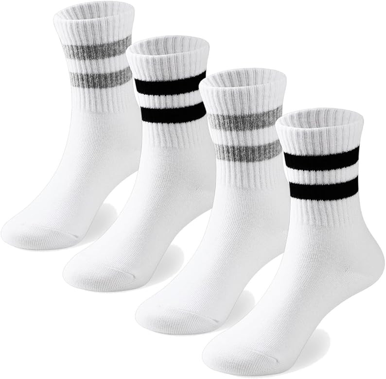 COTTON DAY Unisex School Kids Boys Girls Soft Cotton Black White Gray Navy Khaki Athletic Socks w... | Amazon (US)