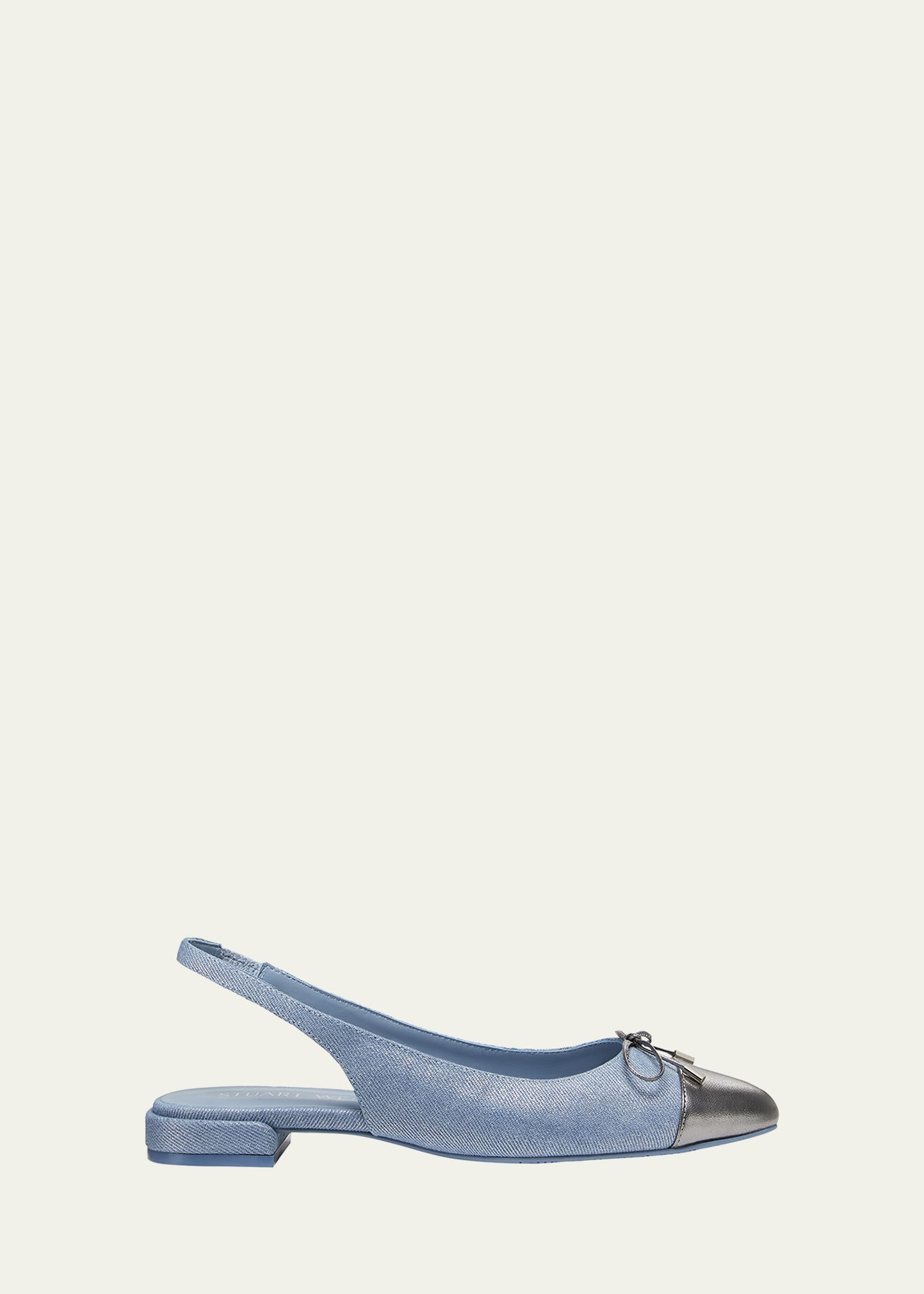 Stuart Weitzman Sleek Denim Bow Slingback Ballerina Flats | Bergdorf Goodman