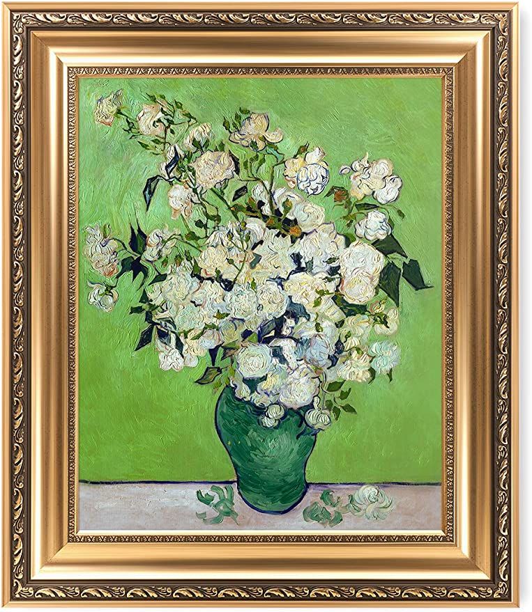 DECORARTS - Pink Roses in a Vase, Vincent Van Gogh Art Reproduction. Giclee Prints Match with Gol... | Amazon (US)
