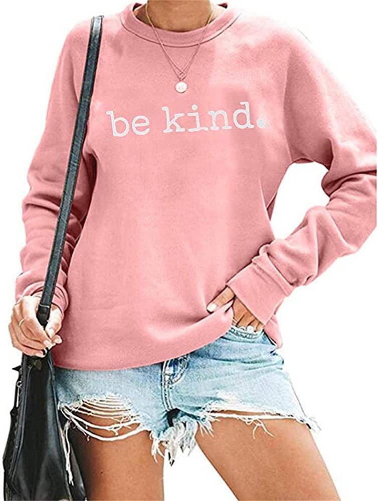 ASTANFY Be Kind Sweatshirt Womens Letter Print Pullover Long Sleeves Blessed Top Blouse | Amazon (US)