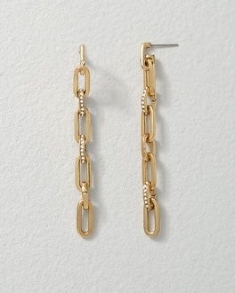 Goldtone Linear Chain Earrings | White House Black Market