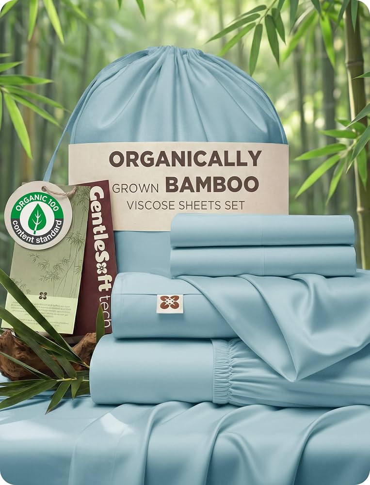 Bedsure 100% Organically Grown Bamboo Viscose King Size Sheets Set | Cooling Bedsheets for Hot Sl... | Amazon (US)