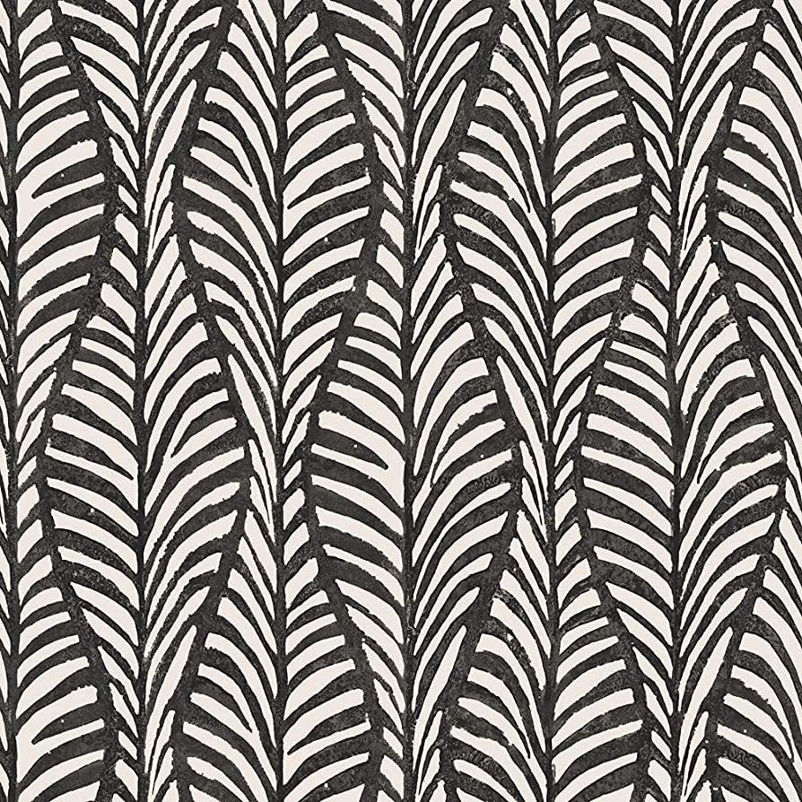 Tempaper Black Jade Block Print Leaves, Designer Removable Peel and Stick Wallpaper, 20.5 in X 16... | Amazon (US)