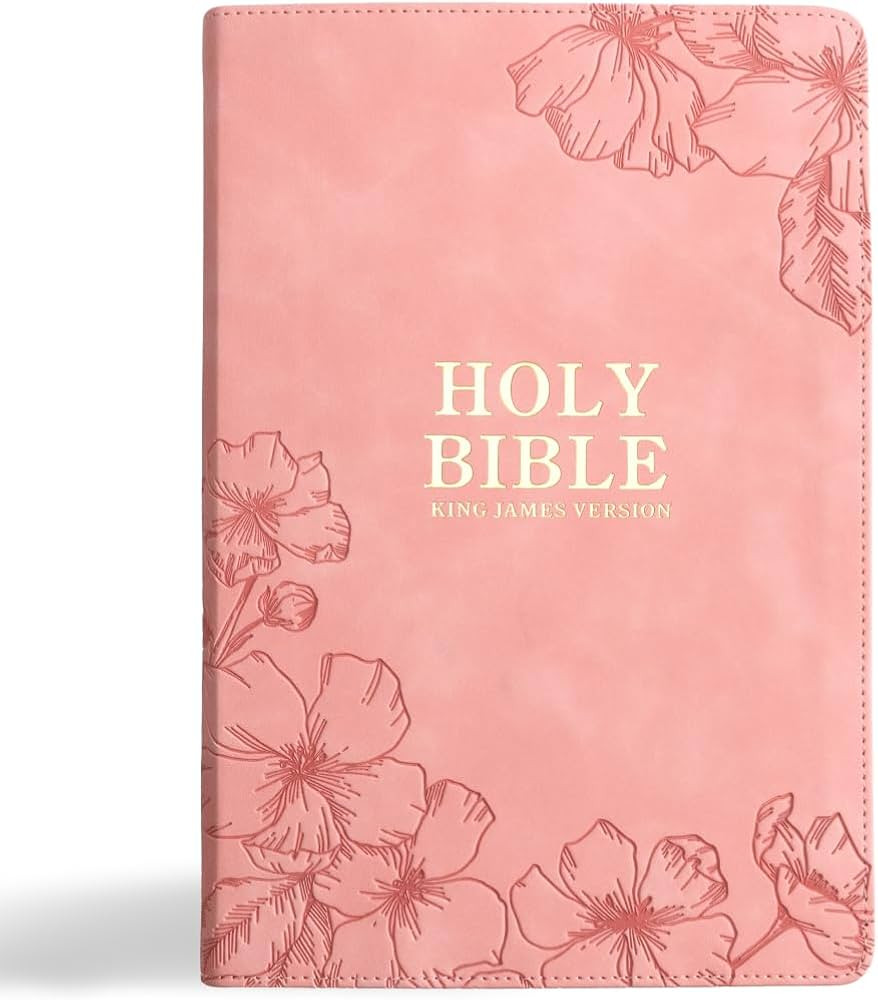 KJV Holy Bible, Giant Print with Cross-References, Soft Pink LeatherTouch with Floral Cover Desig... | Amazon (US)