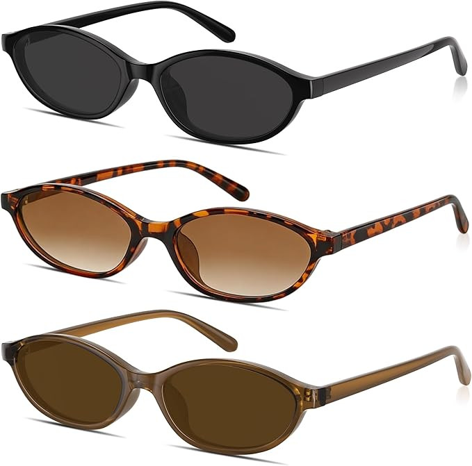 Sunglasses Womens Retro Oval Sunglasses for Women - Cat Eye 90s Glasses Y2K UV400 Lightweight Nar... | Amazon (US)