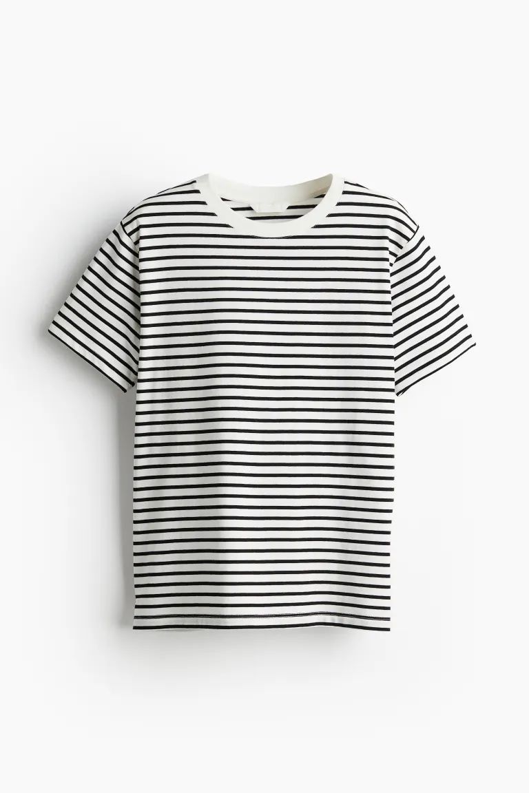 T-shirt in cotone - Bianco/nero righe - DONNA | H&M IT | H&M (FR & ES & IT)