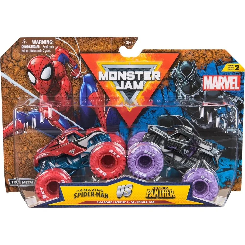 Monster Jam, Marvel Official Spiderman Vs. Black Panther Die-Cast Monster Trucks, 1:64 Scale, Toy... | Walmart (US)