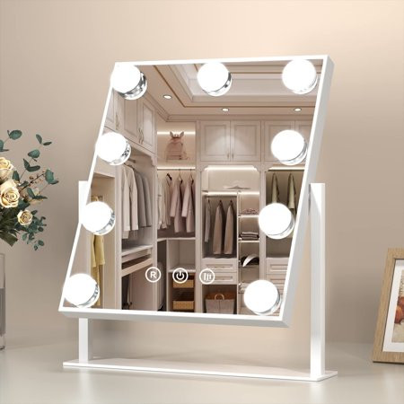 Funtouch DP331 Square Alloy Steel Tabletop White Makeup Mirror with Charging | Walmart (US)