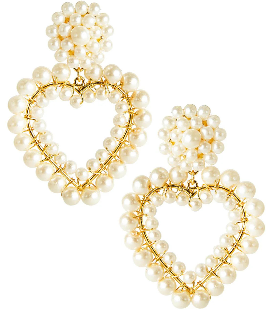 Large Heart Shaped Beaded Drop Earrings | Lisi Lerch | Lisi Lerch Inc