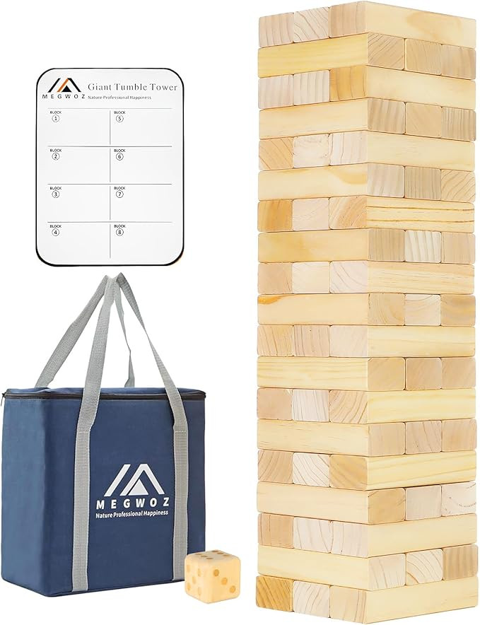 Megwoz Medium Tumble Tower Games for Kids and Adults 57 Blocks New Zealand Pine Wooden Blocks Sta... | Amazon (US)