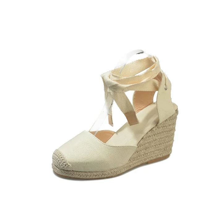SIMANLAN Womens Wedges Espadrille Sandals Lace-Up Summer Shoes Size | Walmart (US)