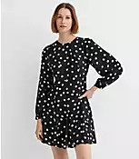 Petite Dotted Godet Mini Dress | LOFT