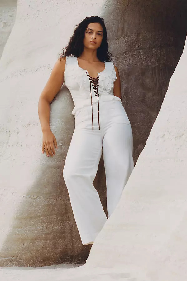 Eyelet Ruffle Tank Top | Anthropologie (US)