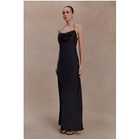 Lydia Cowl Neck Satin Maxi Dress / Black | MESHKI | XXS | MESHKI US