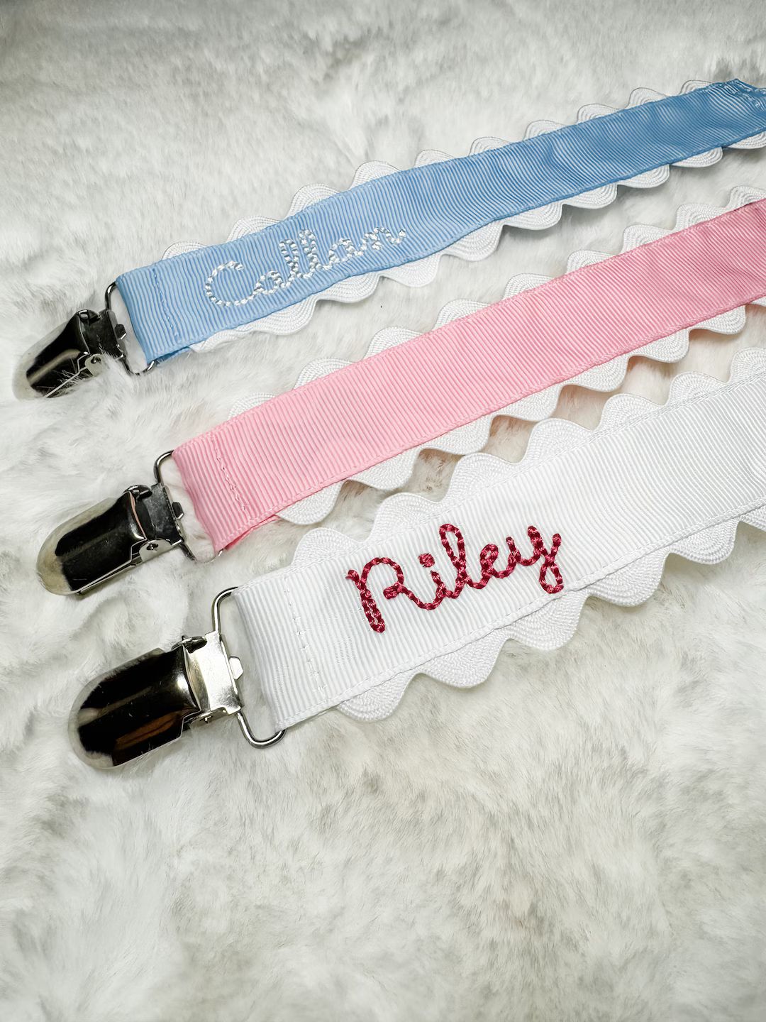 Monogrammed Pacifier Clip Embroidered Name, Baby Pacifier Clip - Etsy | Etsy (US)