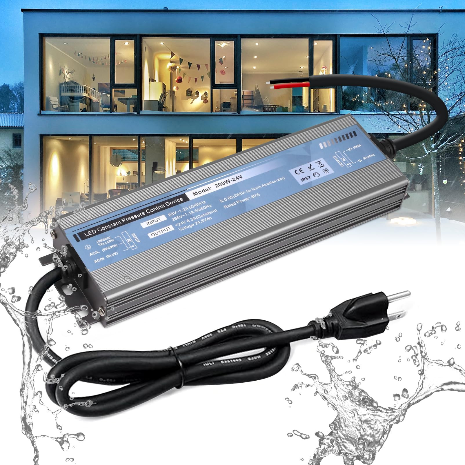 QNNP® LED Driver 200 Watts 24V DC Low Voltage Transformer Waterproof IP67 Power Supply Transform... | Amazon (US)