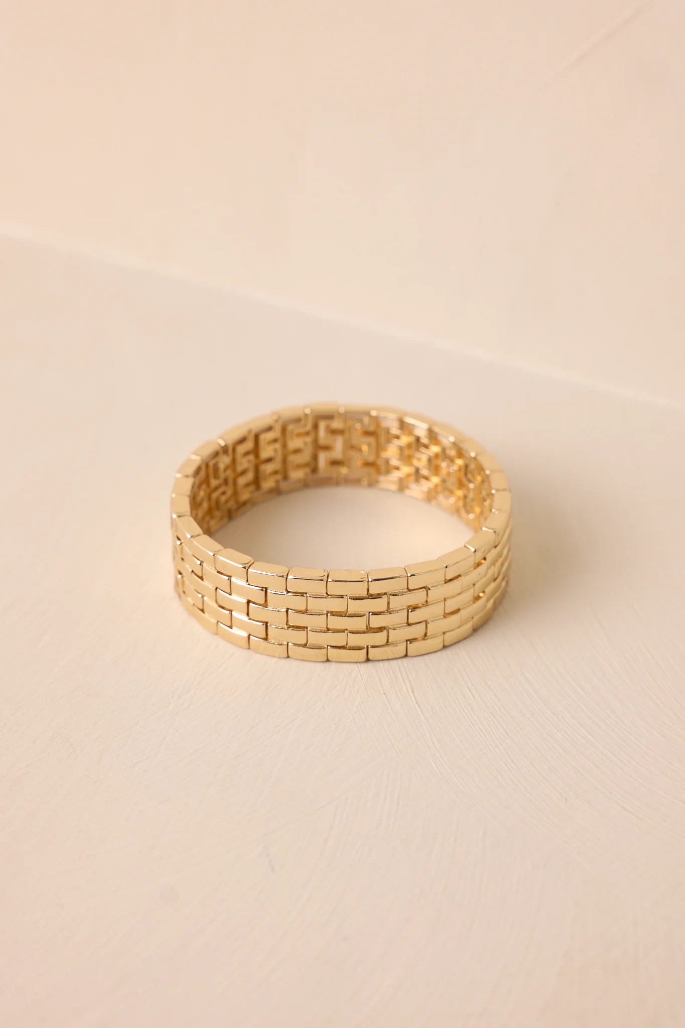 Echoing Fjord Gold Brick Chain Bracelet | Red Dress