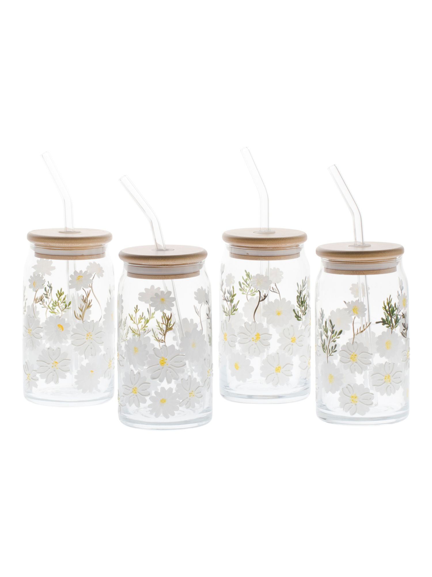 4pk Hand Painted Glass Daisy Sippers | Drinkware | Marshalls | Marshalls