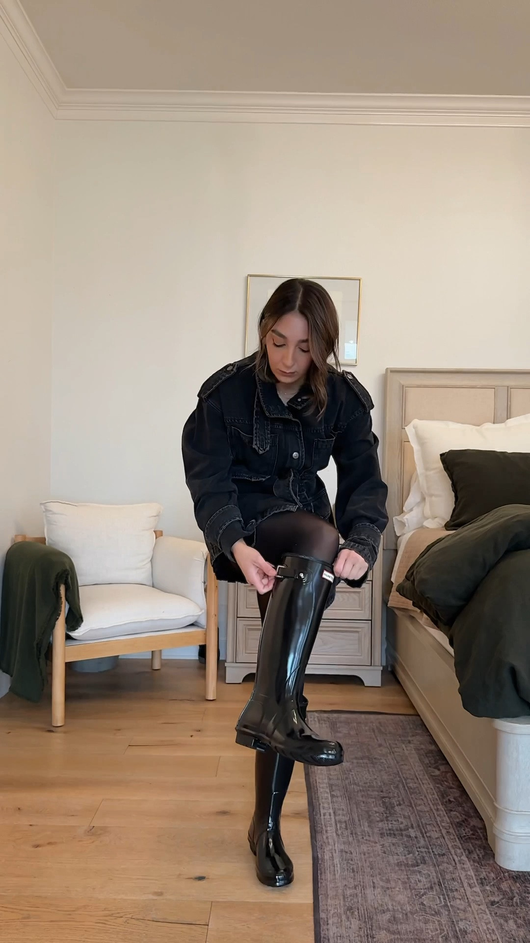 Looks with rain boots