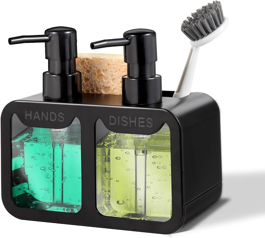 Kitchen Soap Dispenser Set, with Hand and Dish Soap, Sponge Caddy and Brush Holder 4-in-1 Kitchen... | Amazon (US)
