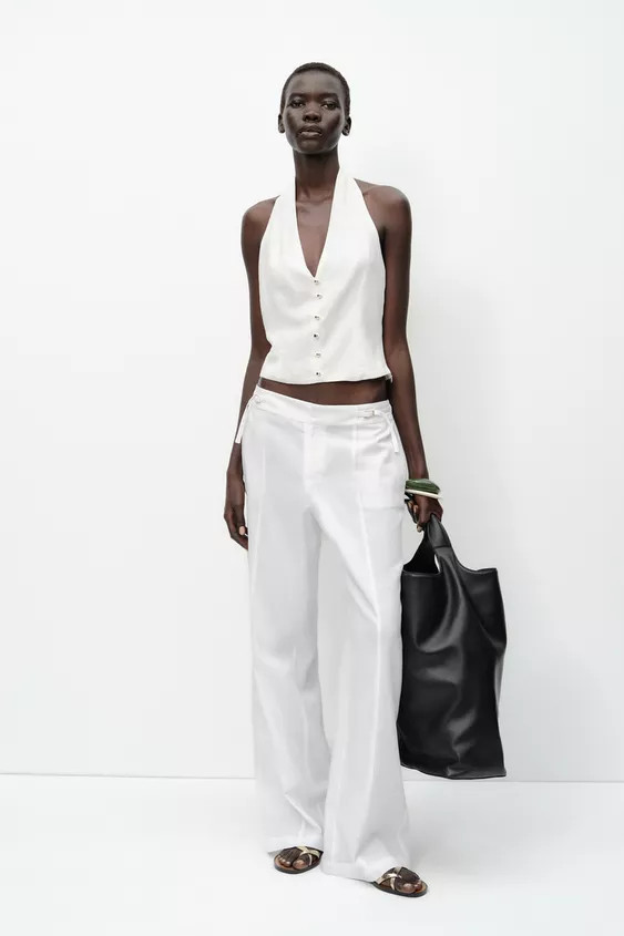 LINEN HALTER VEST TOP | Zara US