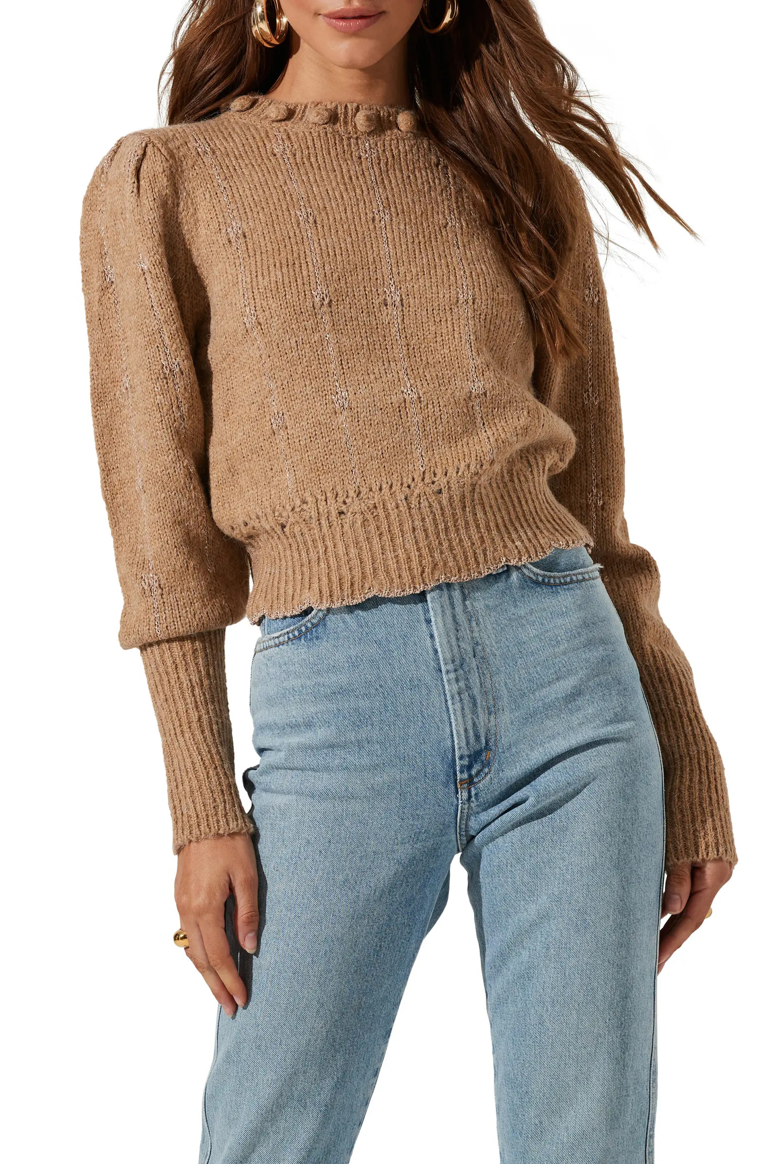 Scallop Hem Pompom Sweater | Nordstrom