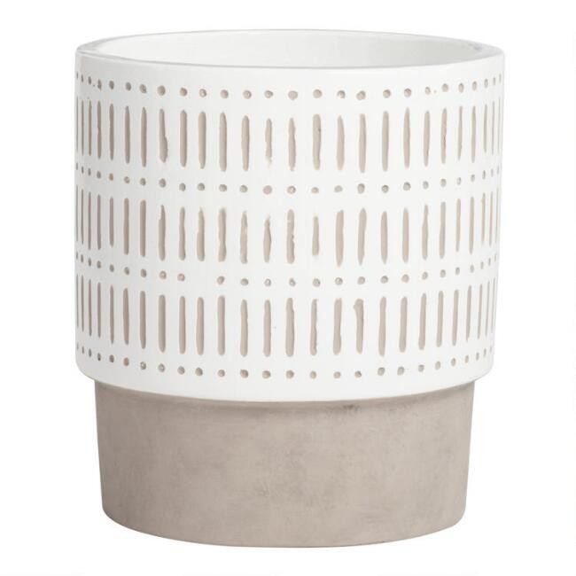 Large White Hand Painted Cement Ana Outdoor Planter | World Market