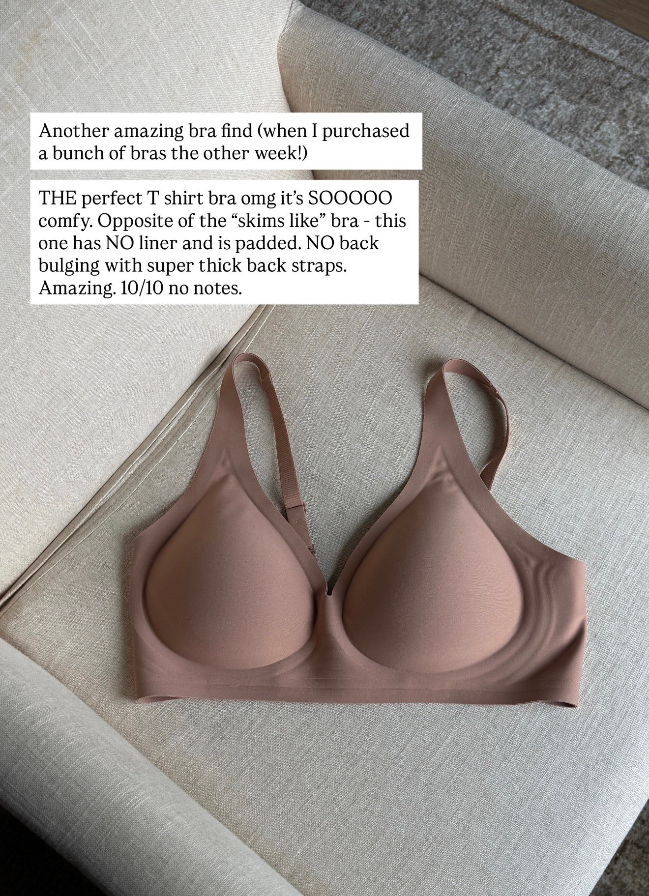 The PERFECT T-shirt bra!! So comfy, no liner, padded and no bulging!!! 

#amazonfinds #amazonfashion 