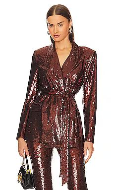 L'AGENCE Jordana Wrap Belted Blazer in Bronze from Revolve.com | Revolve Clothing (Global)