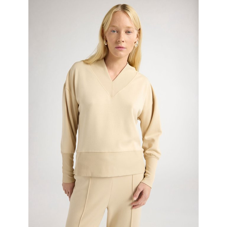 Scoop Women's Ultimate ScubaKnit V-Neck Sweatshirt, Sizes XS-XXL | Walmart (US)