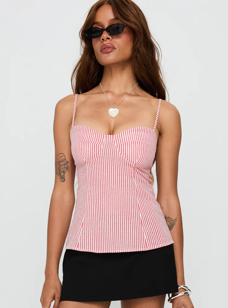 In Your Palm Top Red Stripe | Princess Polly US