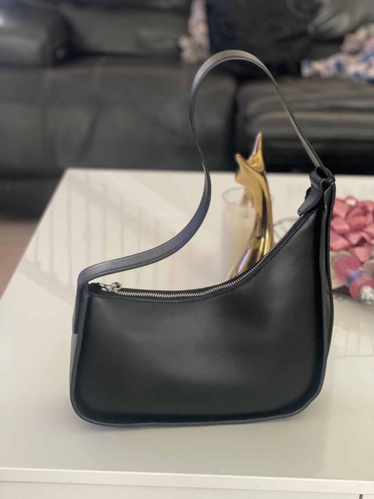 Rejolly Half Moon Bag for Women Underarm Hobo Bag Shoulder Purse PU Leather Trendy Handbag Black ... | Amazon (US)