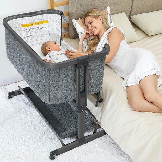 3 in 1 Baby Bassinets,AMKE Bedside Sleeper for Baby,Baby Cradle with Storage Basket, Easy to Asse... | Amazon (US)