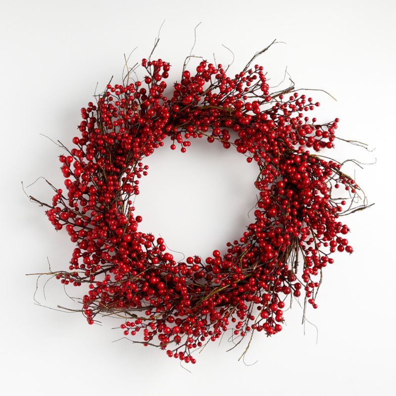 Faux Red Berry Wreath 30" + Reviews | Crate and Barrel | Crate & Barrel