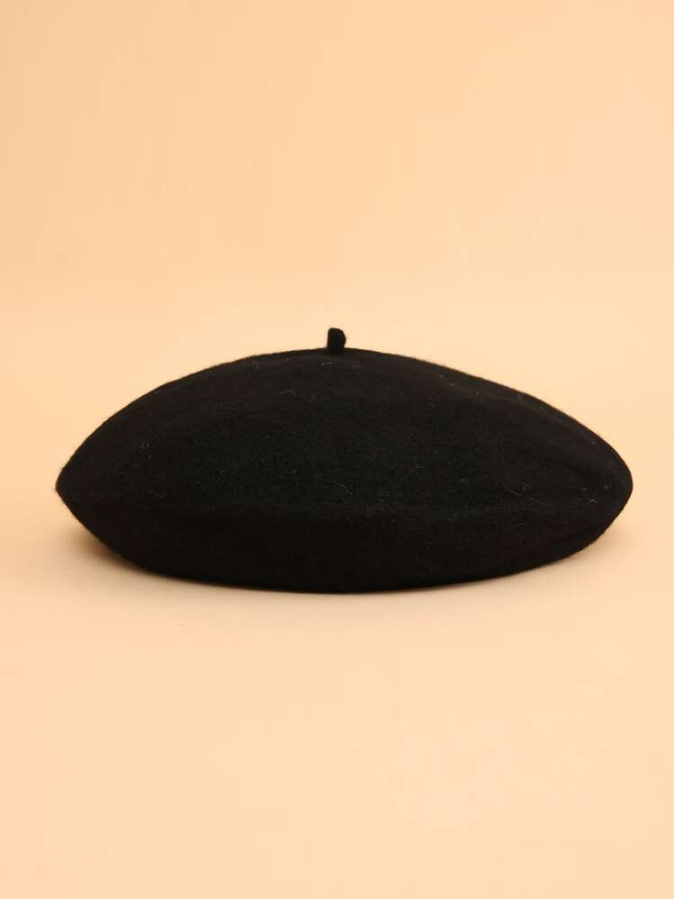 1pc Classic Simple Solid Beret For Daily Life Black | SHEIN