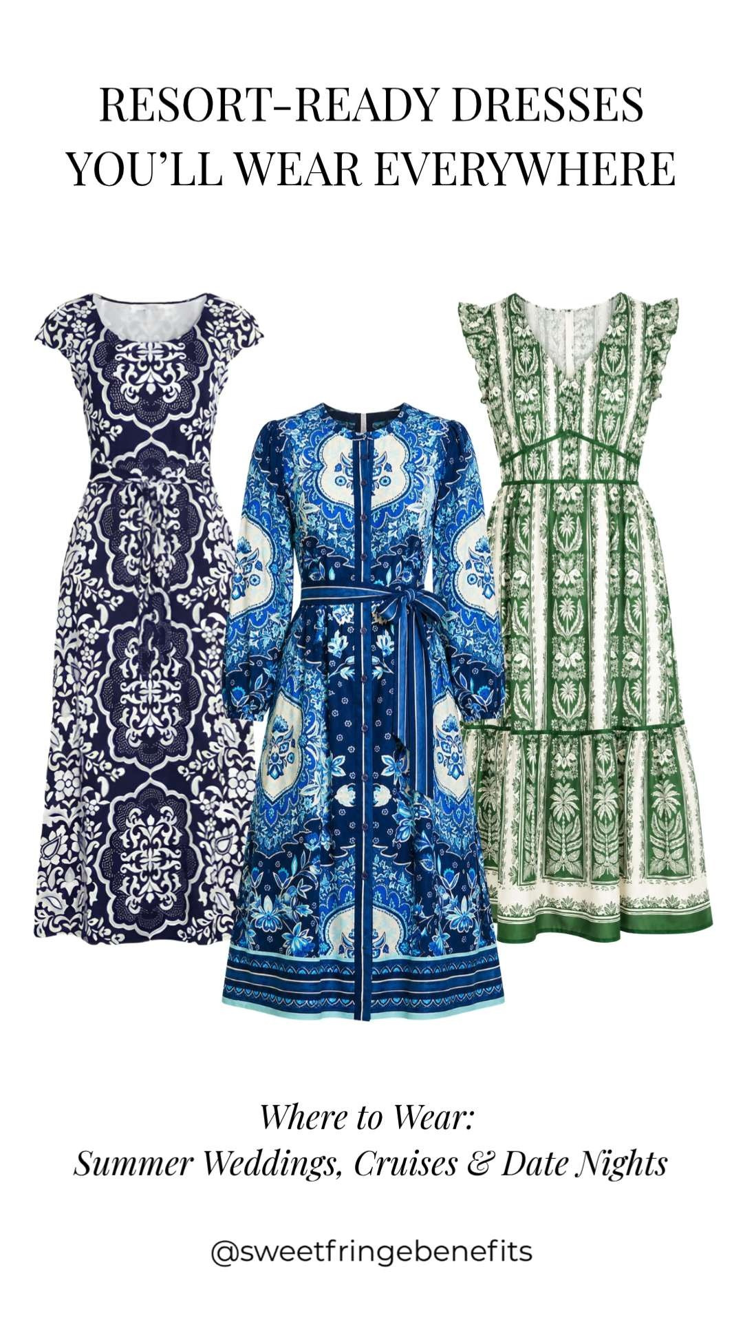 These resort-ready dresses are perfect for every summer occasion ✨ 

Think vacations, cruises, beach dinners, summer weddings, brunch dates, and warm-weather getaways. The beautiful prints make such a statement while still feeling elegant, easy, and timeless. Which one would you pack first? 🫶🏻 

 #LTKootd #LTKSaleAlert #LTKTravel