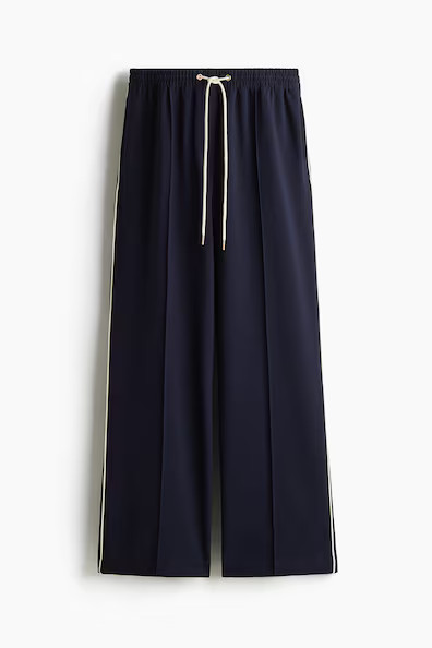H & M - Wide-Leg Twill Pants - Blue | H&M (US + CA)