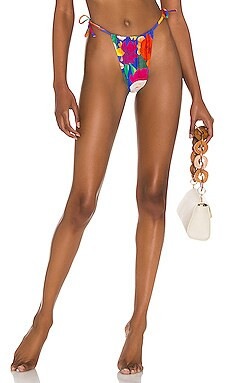 WeWoreWhat Ruched String Bikini Bottom in Abstract Floral Sapphire Multi from Revolve.com | Revolve Clothing (Global)