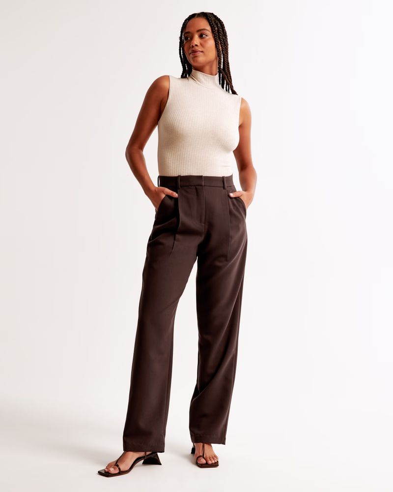 Women's Curve Love A&F Quinn Tailored Pant | Pants Outfit | Work Pants | Abercrombie & Fitch (US)